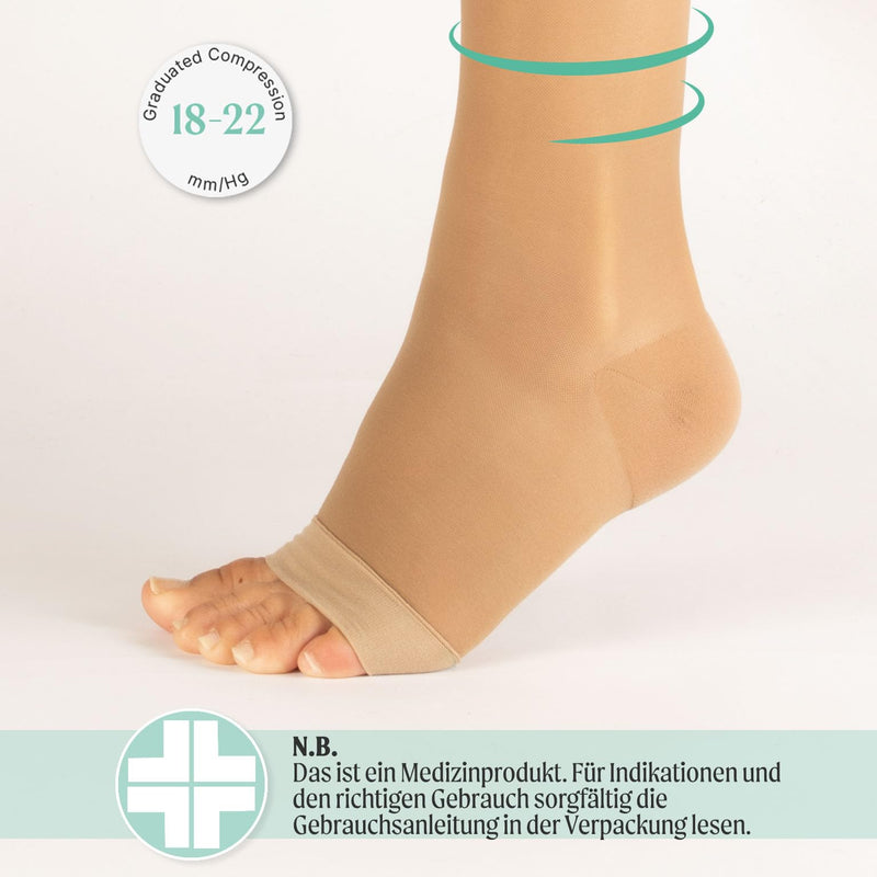 CALZITALY PACK 1/2 toe-free support stockings with strong graduated compression 18-22 mm/Hg | Compression stockings Open Toe | 140 DEN | Made in Italy L/XL (2 pieces) skin color - NewNest Australia