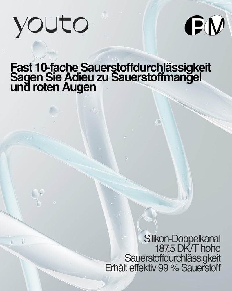 youto Oxygen Pro monthly lenses soft, 3 pieces, BC 8.7 mm, DIA 14.0 mm, contact lenses soft, silicone hydrogel for a high, with UV protection and consistently high moisture content -3.00 diopters - NewNest Australia