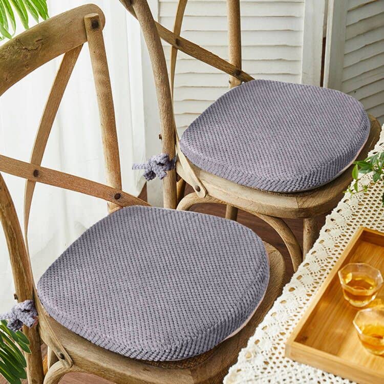 Chair Cushion with Ties for Dining Chair Memory Foam Kitchen Dining Chair Pad Non Slip Dining Room Seat Cushion with Machine Washable Cover,17"x16"(1 Pack, Grey) - NewNest Australia
