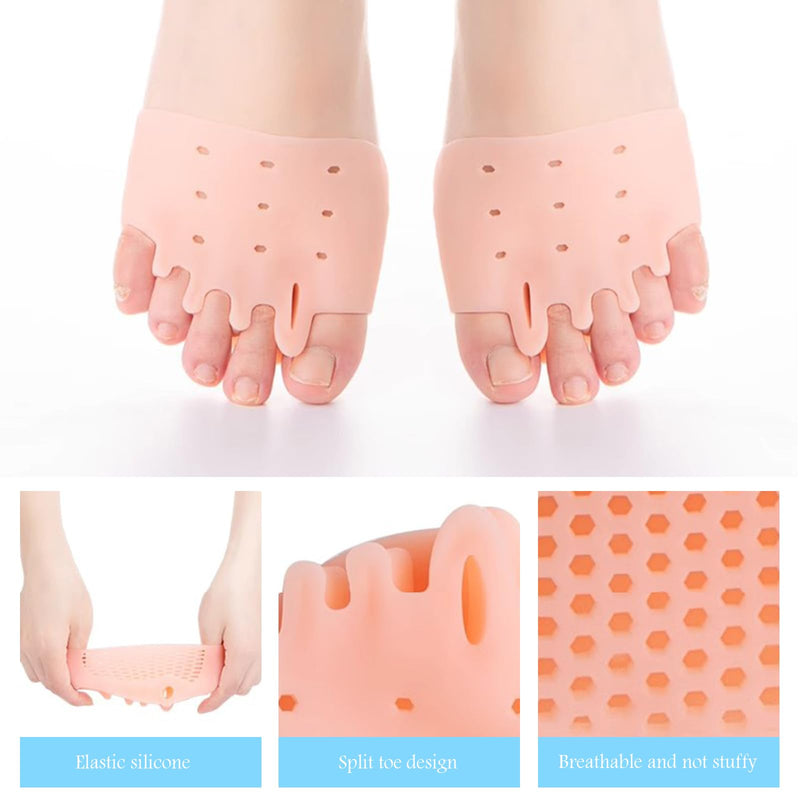 2 Pairs Small Toe Separator And 2 Pairs Forefoot Pads, Metatarsal Pads, Three Hole Toe Spreader, Toe Separator With Gel Metatarsal Pads, For Overlapping Toes, Relieves Forefoot Pain - NewNest Australia