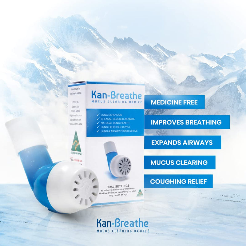 KAN-BREATHE Natural Lung Exerciser & Mucus Removal Device - Naturally Clear Mucus From Airways & Improve Lung Capacity With This Opep Respiratory Breathing Exercise Device - Made in Australia – Blue - NewNest Australia