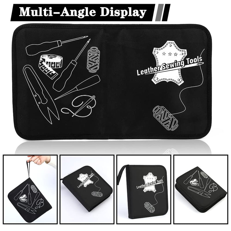 40 Pcs Leather Kit, Leather Sewing Kit with Waxed Thread, Sewing Awl, Seam Ripper and Leather Hand Sewing Stitching Needles, Leather Sewing Tools for DIY Leather Craft - NewNest Australia