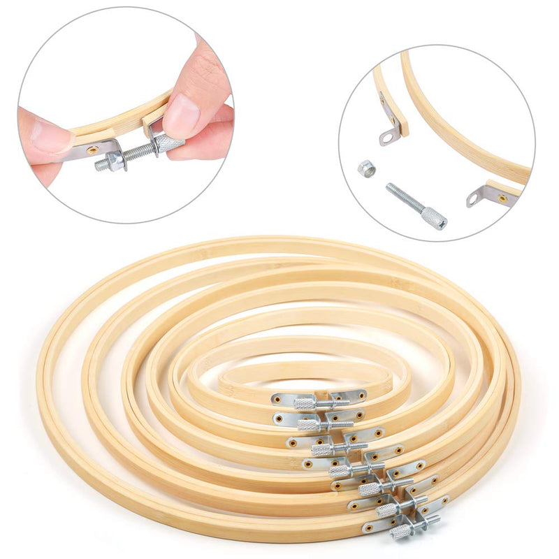 Caydo 7 Pieces 7 Sizes Embroidery Hoops Set 4 inch to 12 inch Bamboo Circle Cross Stitch Hoop Rings for Craft Sewing and Ornaments - NewNest Australia