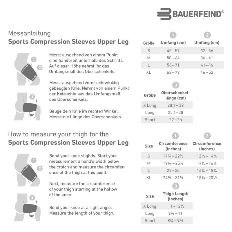 Bauerfeind Compression Thigh Bandage ‚úsports Compression Sleeves Upper Leg‚ù, 1 Pair Of Sleeves Thigh Unisex, For Ball And Endurance Sports To Strengthen The Muscles - NewNest Australia