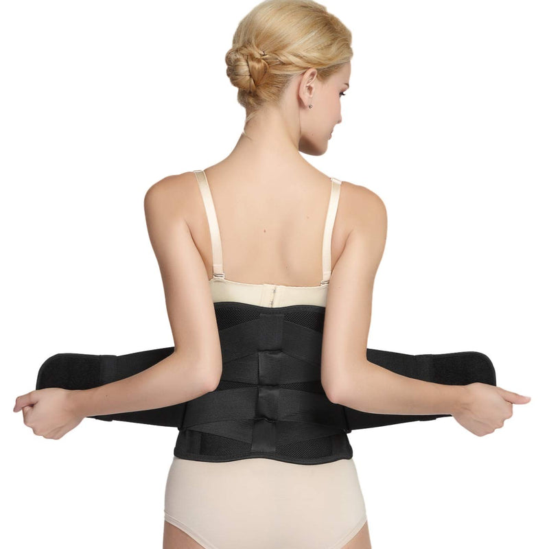 Neotech Care Adjustable Back Support With Double Adjustment Straps - Lumbar Area & Lower Back - Breathable & Lightweight Material - Wide Support - Posture - Black (M) - NewNest Australia