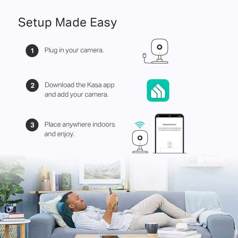 Kasa Indoor Smart Home Camera by TP-Link, 1080p HD Security Camera wireless 2.4GHz with Night Vision, Motion Detection for Baby Monitor, Cloud & SD Card Storage, Works with Alexa & Google Home (EC60) New version w/SD Slot - NewNest Australia