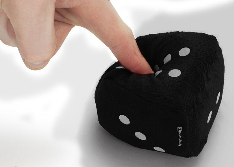 NewNest Australia - Zento Deals Pair of 3 Inch Square Black Hanging Fuzzy Dice with White Dots 