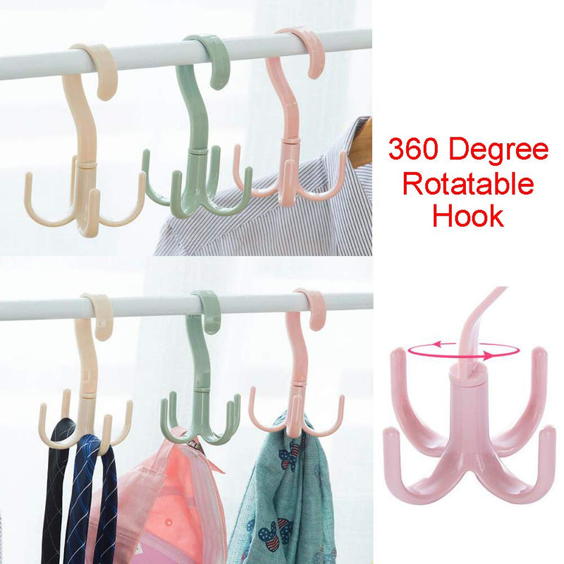 Closet Hanging Organizer Storage Purse Rack Handbag 360 Degree Rotating 4 Hooks for Belt Scarf Tie Rack Holder - NewNest Australia
