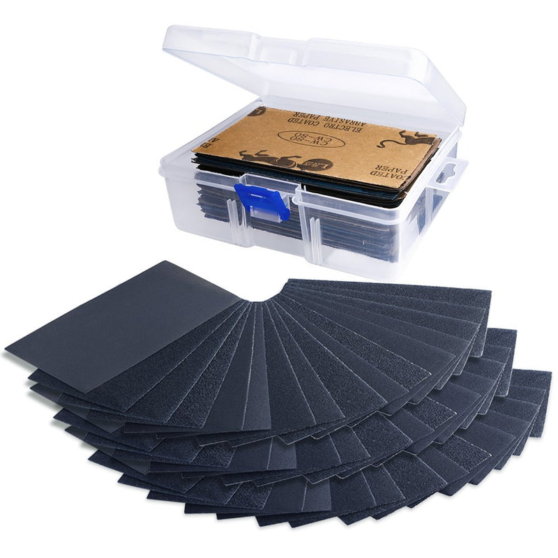 AUSTOR 102 Pcs Wet Dry Sandpaper 60 to 3000 Grit Assortment 3 x 5.5 Inch Abrasive Paper with Free Box for Automotive Sanding, Wood Furniture Finishing - NewNest Australia