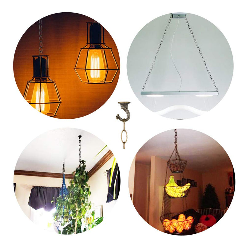 NewNest Australia - OOTSR Metal Ceiling Hook, Heavy Duty Ceiling Hook and Chain Extension for Hanging Plants/Chandeliers/Clothes/Indoor & Outdoor Use, Antique Brass Color, 36 inches Chain 