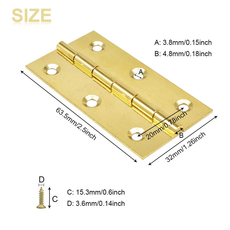 4 PCS Brass Folding Butt Hinges Home Furniture Hardware Door Hinges for Cabinet Gate Closet Door Jewelry Box with 24 Pieces Screws (63.5mm/ 2.5inch) 63.5mm/ 2.5inch - NewNest Australia