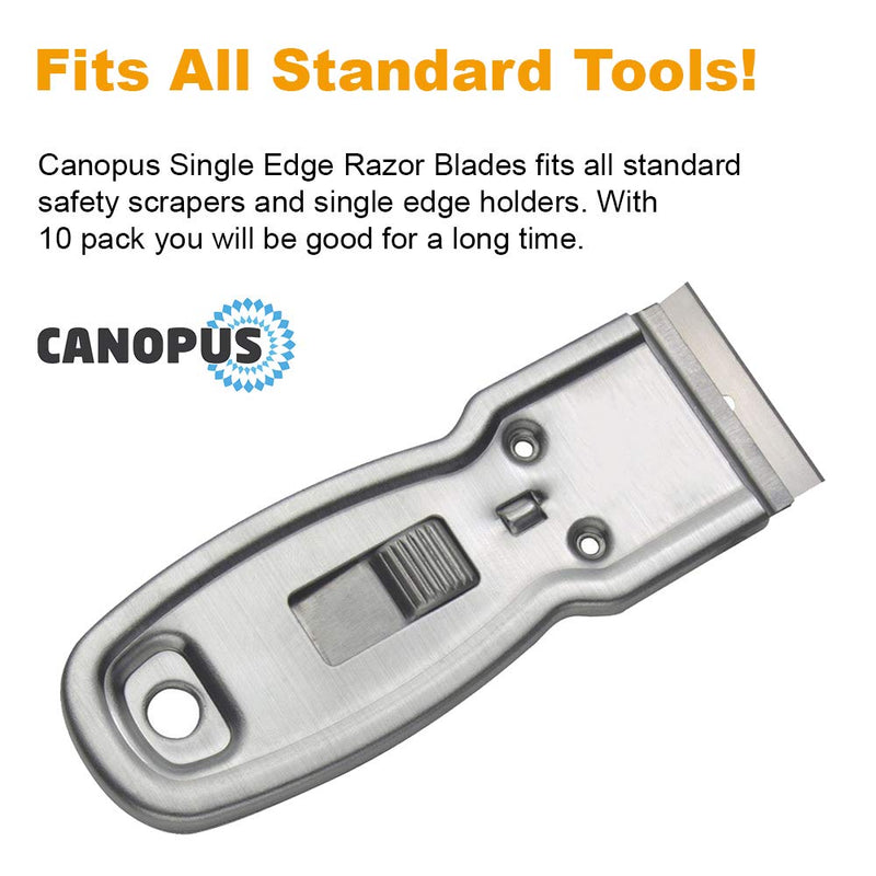 CANOPUS Single Edge Industrial Razor Blades, Safety Straight Edge Razor, %100 Made in USA, Box & Carton Cutter Replacement Blades, Glass and Paint Scraper Razor Blades (10 Pieces) Razor 10 - NewNest Australia