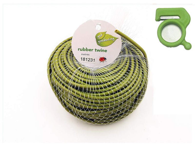 TIPU Soft Rubber Garden Twine, Soft Stretch Plant and Tree Tie, Hollow Stretch Rubber Twine Expands with The Growth Plant/Fruit Tree, w/Cutter, Green, 262 FT - NewNest Australia