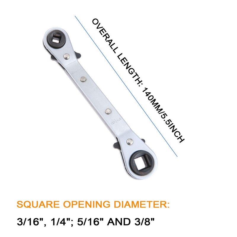 gohantee Refrigeration Ratchet Wrench 4 Different Sizes - 1/4 x 3/16 Square x 3/8 x 5/16 Square Air Conditioning Ratcheting Service Wrench - NewNest Australia