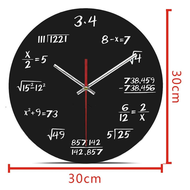 NewNest Australia - AKAHA Math Wall Clock 12-Inch - Unique Art Design - Mathematical Equations Wall Clock for Classroom, Home, Office(3.4) Function-3 