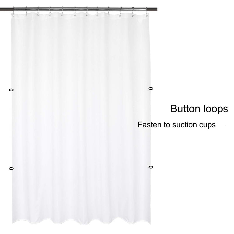 Mrs Awesome Waterproof Fabric Shower Curtain Liner, Suction Cups Included, Machine Washable Cloth Shower Curtain for Bathroom, 72 x 72 inch, White 72"x72" - NewNest Australia