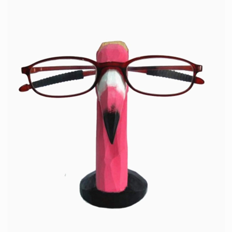 NewNest Australia - TANG SONG Creative Wood Hand Carved Eyeglass Holder Handmade Nose Flamingo Stand for Office Desk Home Decor Gifts 