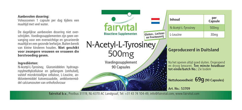 Fairvital | N-Acetyl-L-Tyrosine - 90 capsules NALT for 3 months - high-dose, further developed form of L-Tyrosine - NewNest Australia
