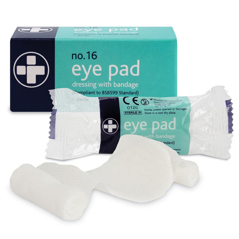 Reliance Medical | REL323 First Aid Eye Pad and Bandage, 16 No. - Thick, Comfortable, Sterile, Individually Boxed Eye Pad Dressing With A Stretch Bandage Attached For Wounds And Injuries- Pack of 10 - NewNest Australia