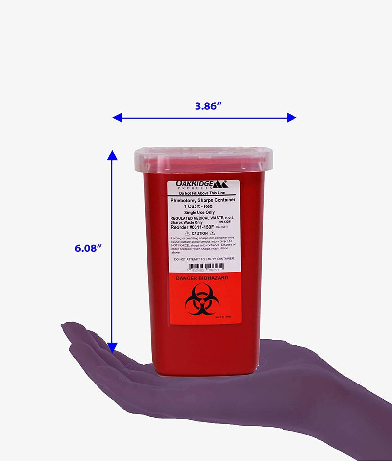 1 Quart Size (Pack of 3) | Oakridge Products Sharps Container with Flip Lid | for Diabetics - NewNest Australia