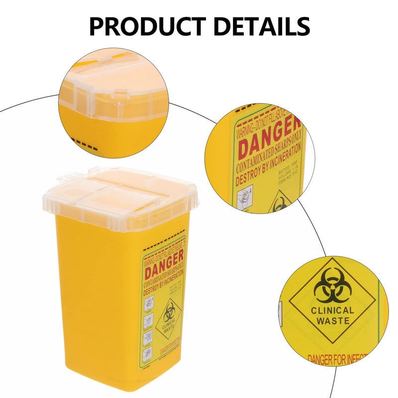 Healvian Sharps Container Sharps Disposal Container Biohazard Needle and Syringe Disposal Small Sharps Bin Professional Needle Container (Yellow) Sharps Disposal Box Yellow - NewNest Australia