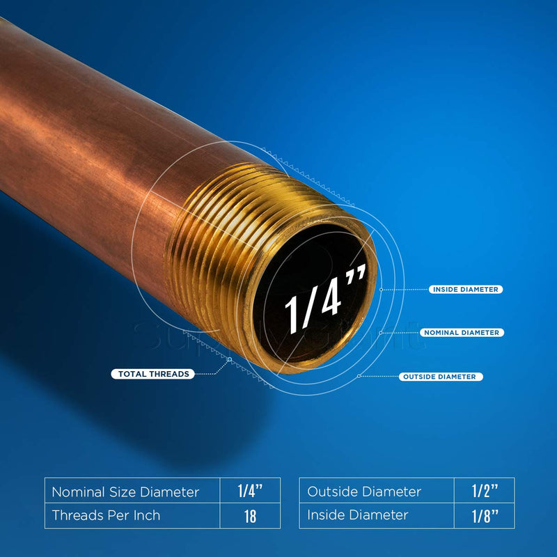 Everflow Supplies NPBR1415 1-1/2" Long Brass Nipple Pipe Fitting with 1/4" Nominal Diameter and NPT Ends - NewNest Australia