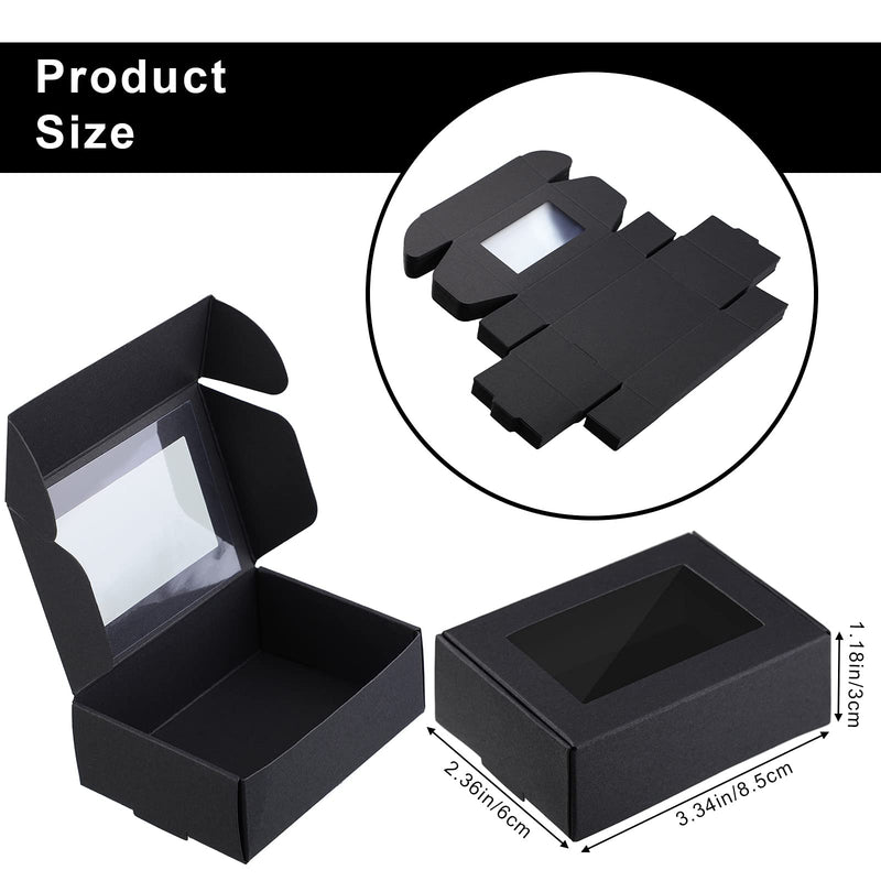 Zonon 30 Pieces Mini Kraft Paper Box with Clear Window Craft Cardboard Present Box Present Packaging Box for Favor Treat Bakery Candy, 3.34x2.36x1.18 Inch (Pack of 30) Black 3.34x2.36x1.18 Inch (Pack of 30) - NewNest Australia