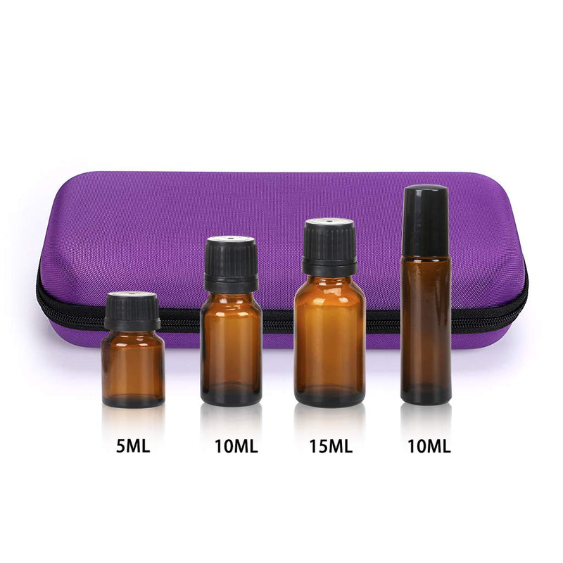BTSKY 20 Bottles EVA Essential Oil Case, Can Hold 10ml, 10ml Rollers & 5ml - Durable Waterproof Hard Shell Essential Oils Carrying Case Nail Polish Storage Organizer, Purple (No Essential Oils) - NewNest Australia