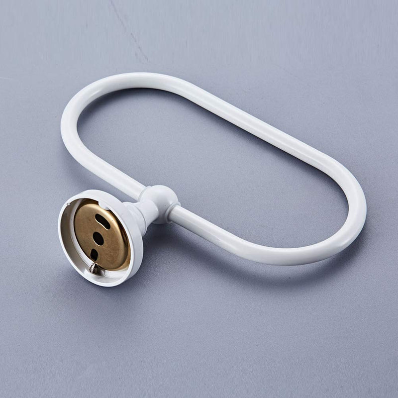 Aothpher Brass Towel Ring Oval Contemporary Bathroom Hand Towel Holder Wall Mounted,White Finish White - NewNest Australia