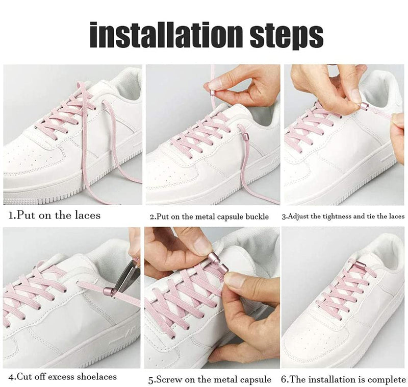 No Tie Elastic Shoelaces - Flat Stretch Shoe Laces with Metal Buckles, Elastic Shoelaces Replacement for Sneakers Kids / Adults Adjustable Laces, Rubber Tieless Laces Elastic for All Shoes 100 Navy - NewNest Australia