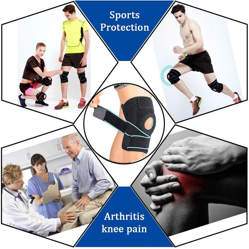 Knee Brace for Arthritis,ACL and Meniscus Tear,Open-Patella Stabiliser, Adjustable Brace,Best Knee pad Support for Sports Injury Rehabilitation & Protection Against re-Injury (Single) Blue - NewNest Australia