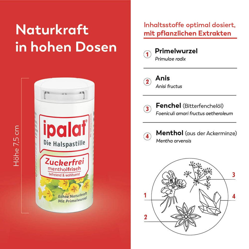 ipalat throat lozenges sugar-free: for hoarseness and cough irritation, with menthol, primrose root, anise and fennel, 120 lozenges 120 pieces (pack of 1) - NewNest Australia
