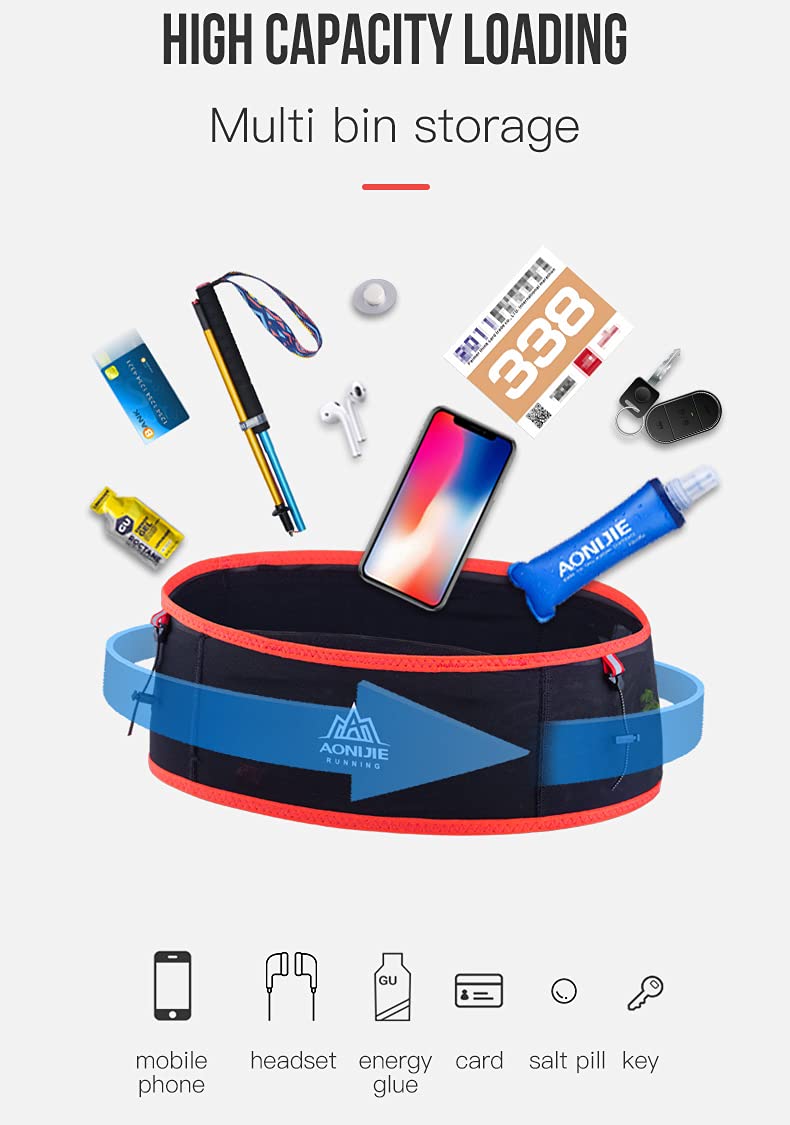 AONIJIE Lovtour Running Belt Waist Pack, Flip Waist Belt,with 250ml Soft Water Bottle Free and Lightweight for Marathon Climbing Jogging Cycling Workout Fitness Mobile Phone Holder Red S-M - NewNest Australia