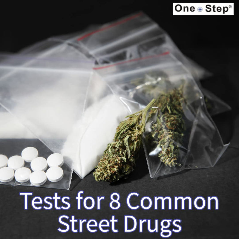One Step: 1 x Drug Testing Kit Screen for 8 Drugs Using an Integrated Multi Panel Urine Cup, with Adulteration Strip, Cannabis, Cocaine, Opiates and More 1 Count (Pack of 1) - NewNest Australia
