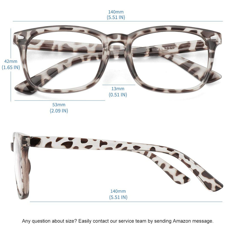 MEETSUN Blue Light Blocking Glasses, Anti Eye Strain Headache (Sleep Better),Computer Glasses UV400 Transparent Lens 2 Pack Black +Leopard Lens 53 Millimeters - NewNest Australia