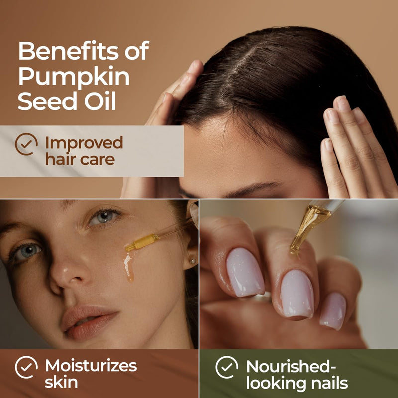Gya Labs Organic Pumpkin Seed Oil for Hair Growth - 100% Pumpkin Seed Oil Cold Pressed for Skin - Pumpkin Oil for Hair, Skin, Face, Nourishing & Strengthening (100ml) 100 ml (Pack of 1) - NewNest Australia