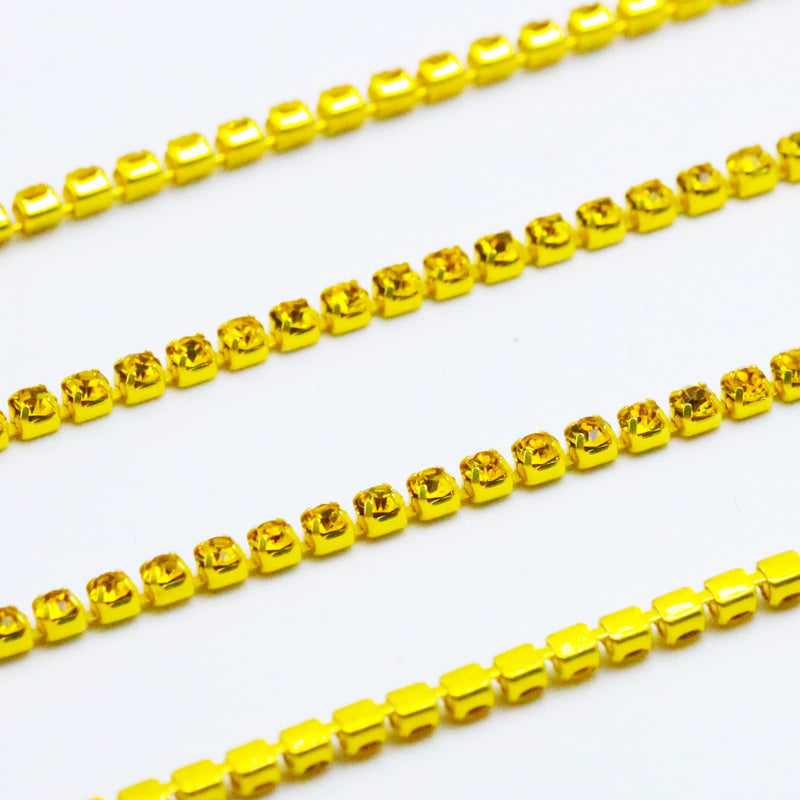 Towenm 1 Roll 10 Yards Rhinestone Chain, 2mm Crystal Rhinestones Close Chain Roll, Sew on Crystal Rhinstone Chain Trim, Crystal Claw Cup Chain (Citrine / Lemon Yellow, SS6 / 2mm) Citrine / Lemon Yellow - NewNest Australia