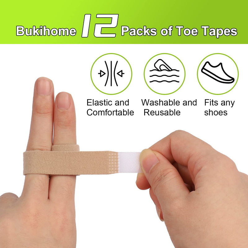 Bukihome Up-Grade Hammer Toe Straighteners for Bent Toes, 12 Pack Toe Splints, Toe Corrector, Toe Wraps for Curled Toes, Crooked Toes and Hammer Toes（6 Large Size & 6 Middle Size） Coffee - NewNest Australia