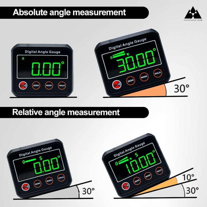 VOLCANOES CLUB Digital Angle Finder - Angle Gauge Level Box - Level Protractor Inclinometer - Table Saw Measurement Tool with Magnetic Base & Backlight - Woodworking, Construction, Masonry, Machinery - NewNest Australia