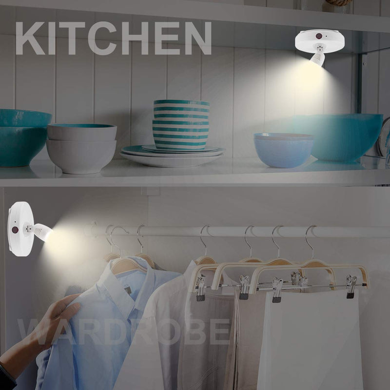 LUXSWAY Wirelss LED Spotlights| Battery Art Lights with 2Remote| Dimmable Accent Lights| Display Picture Lights with Rotatable Head| Stick On Wall Lights for Poster Dartboard Artwork-2Pack - NewNest Australia
