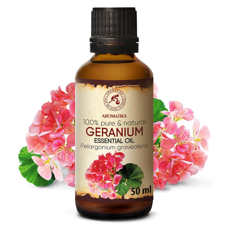 Geranium Essential Oil 50 Ml - Pelargonium Graveolens - Madagascar - 100% Pure & Natural Geranium Bourbon Oil For Aromatherapy - Aroma Diffuser - Oil Burner - Spa - Room Fragrance - Rose Geranium - NewNest Australia