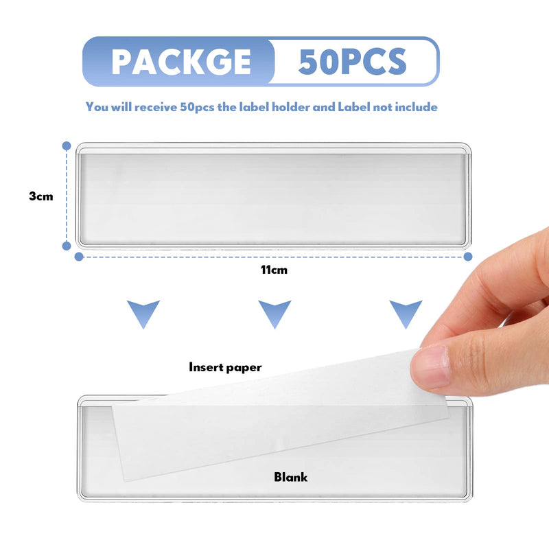 Label Holders Adhesive Shelf Tag Clear Pockets Holder 1.2 x 4.3 Inch for Bookshelf Mailbox Business Students (50 Pack) 50 - NewNest Australia