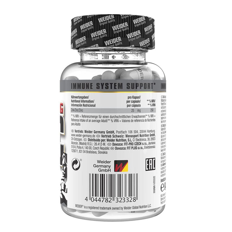 WEIDER Strong Zinc Caps, high dosage, premium quality 25 mg zinc per capsule, 120 capsules, immune system - NewNest Australia