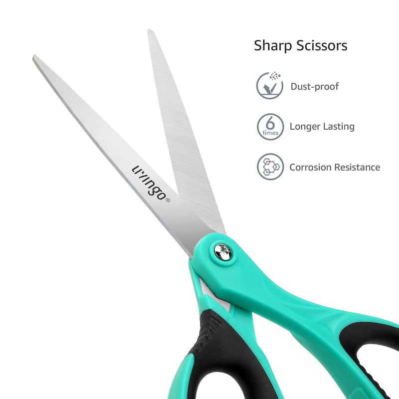 LIVINGO 8.5" Scissors All Purpose, 3 Pack Ultra Sharp Blade Shears, Professional Ergonomic Comfort Grip Scissors for Office School Home Supplies Fabric Sewing DIY Cutting General Use Blue/Red/Grey - NewNest Australia