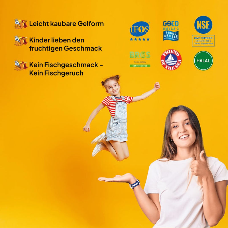 EasyFishoil Multivitamin Omega 3 Jelly - 30 days with 11 vitamins Soft Jelly High dosage, pure fish oil capsules for children - natural lemon & orange flavor KIDS EasyFishoil Multi - NewNest Australia