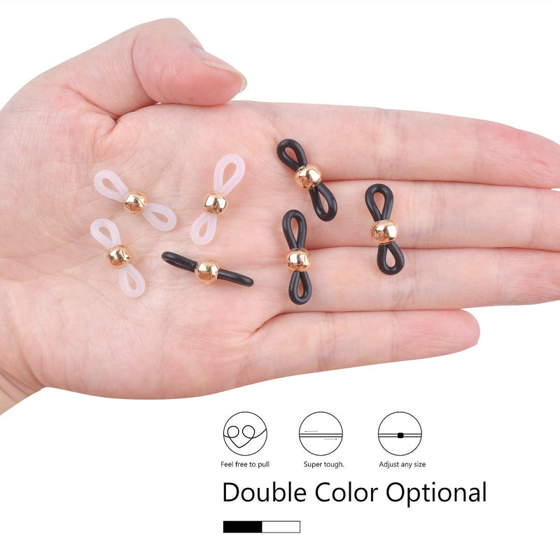 Jdesun 20 Pieces Eyeglass Chain Ends,Adjustable Metal Bead Rubber Ends Connectors for Eye Glasses Holder Necklace Chain Gold Bead Rubber Ends - NewNest Australia