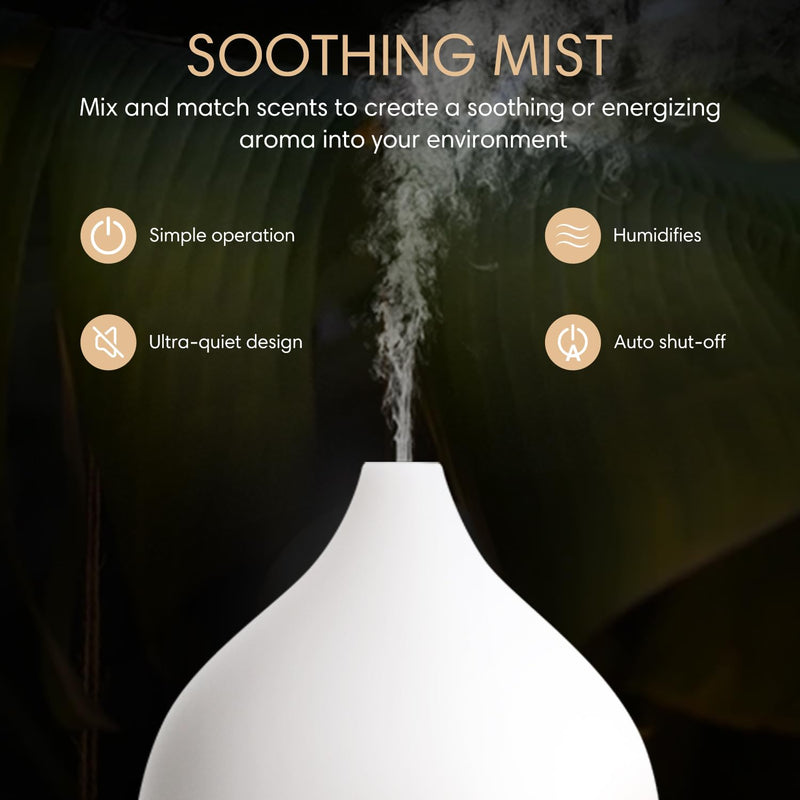 SALKING Aroma Diffuser, 100ml Small Ultrasonic Aromatherapy Diffuser for Essential Oils, with Automatic Shut-Off Function, Warm White Light White Wood Grain Diffuser for Home Office or Yoga - NewNest Australia
