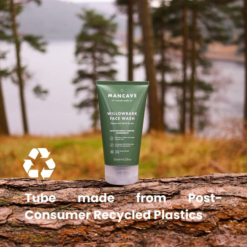 ManCave Willowbark Face Wash 125ml for Men, Cleanse and Detoxify, Lathering Sulphate-Free Formula, Natural Formulation, Vegan Friendly, Tube made from Recycled Plastics Single Pack - NewNest Australia