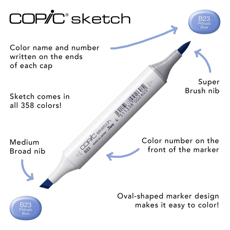 Copic Alcohol Sketch Marker Set, 12, Basic Colors Count - NewNest Australia