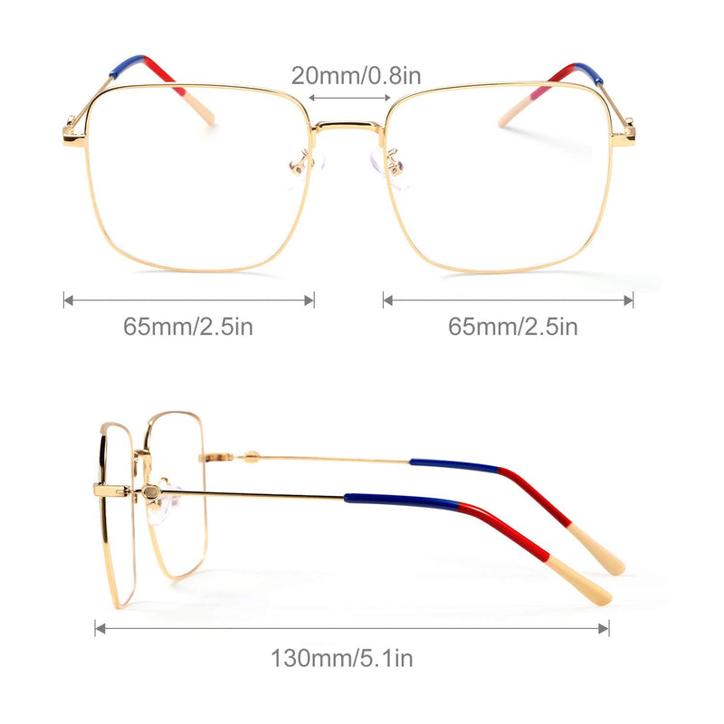 Sangaimei Blue Light Filter Glasses Square Blue Light Safety Glasses For Women Blue Light Filter Blocking Blue Light From Pc, Metal Glasses With Blue Light Filter (Gold) - NewNest Australia